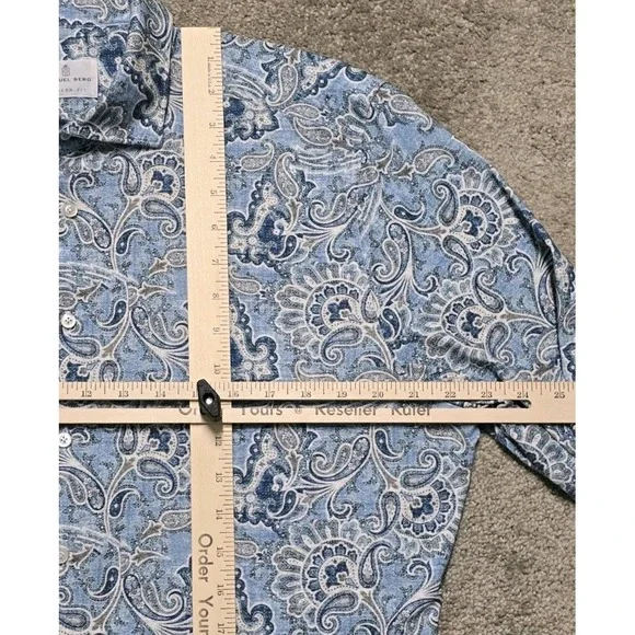 Emanuel Berg NWOT Byron Paisley Pattern 4Flex Shirt Modern Fit Size 44 17.5 XL
